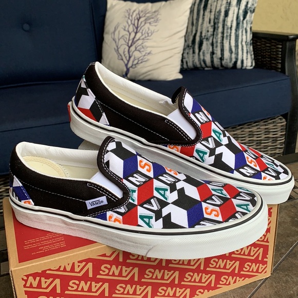 VANS CLASSIC SLIP ON CHECKER CUBE MULTI/TRWHT MENS - Picture 9 of 16